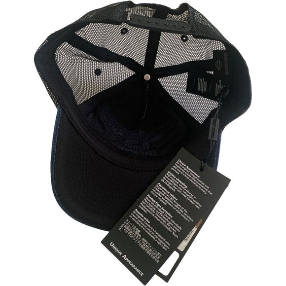 Harley Davidson Denim Trucker Snapback Adjustable Cap Hat Brand New - Picture 7 of 13
